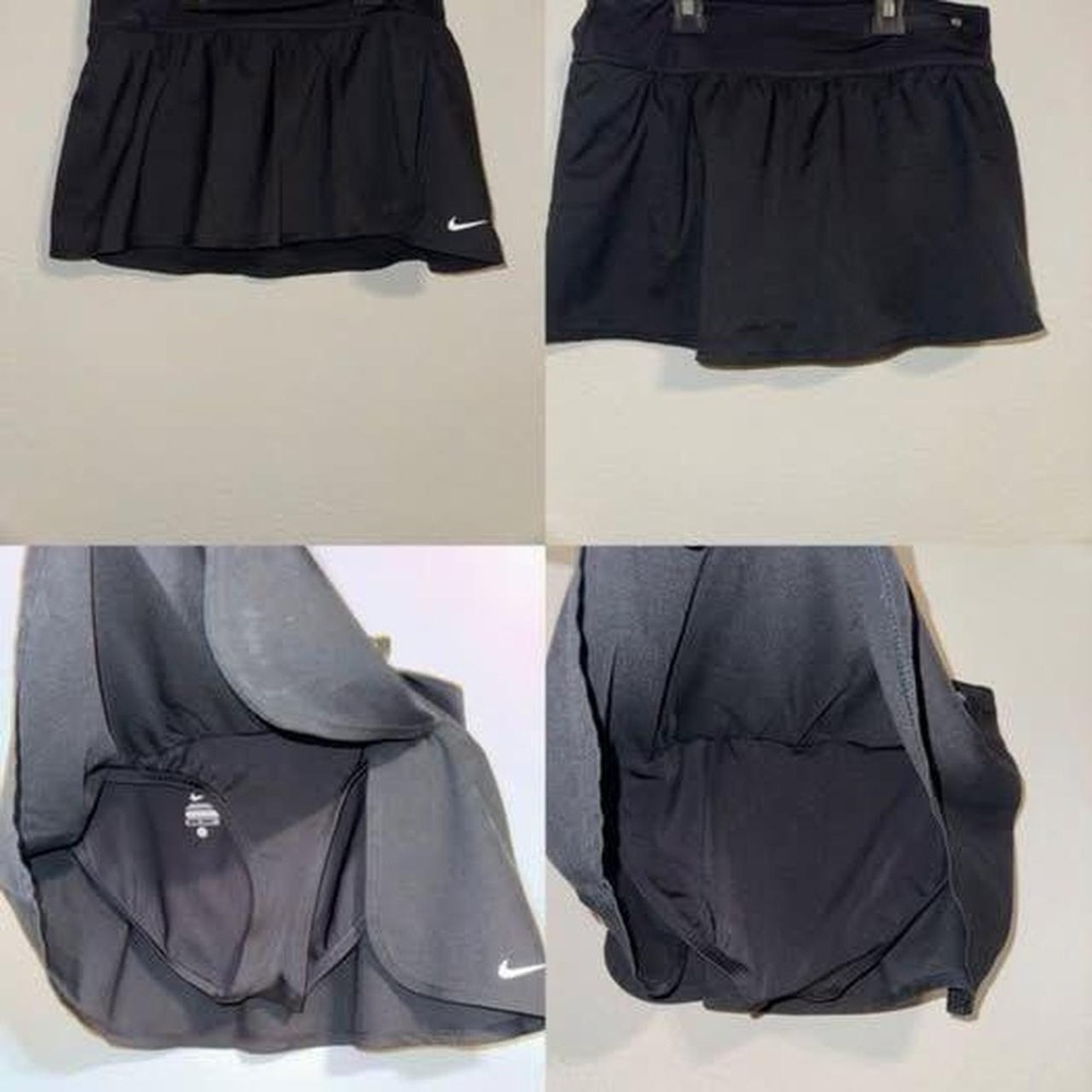 Nike Black Athletic Tennis Skirt with Inner Shorts Skort Swoosh Logo